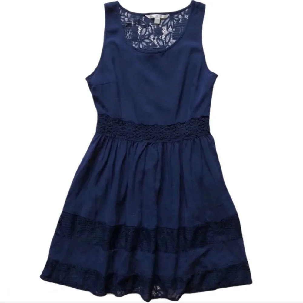 LC Lauren Conrad Blue  Lace Woven Dress Navy Size 2